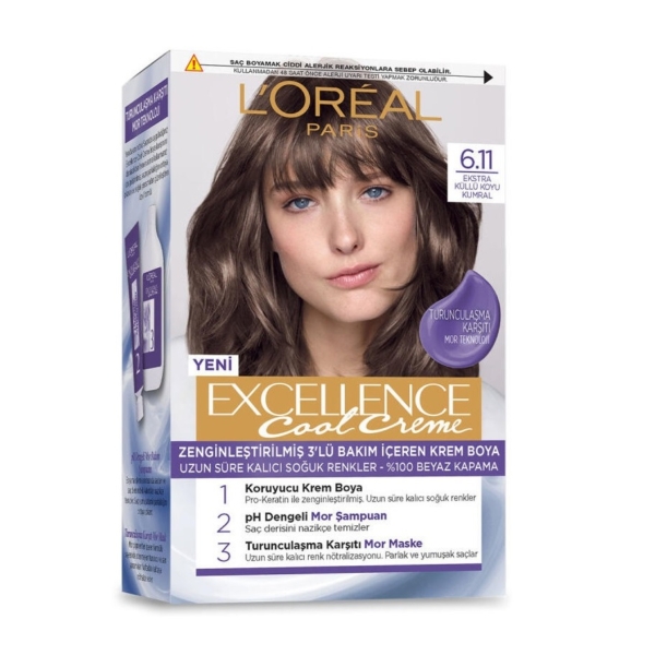 کیت رنگ مو لورآل سری Excellence Cool Creme شماره 7.11