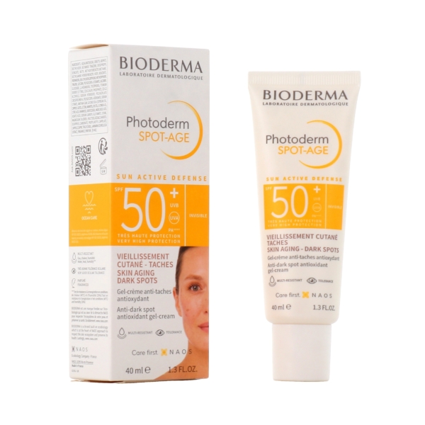 کرم ضد آفتاب بایودرما مدل Photoderm SPOT-AGE با +SPF50 بی رنگ و ضد لک و ضد چروک